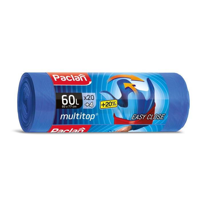 Торби за смет Paclan, Multitop Strong, 60л, 60смx77см, 24бр., Син.