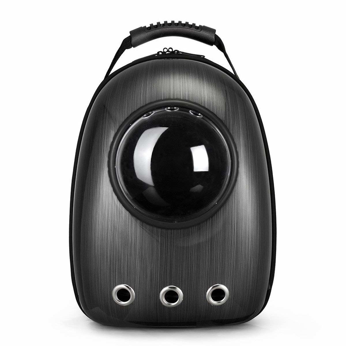 Ghiozdan transport Boti, caini si pisici, capsula cu bula transparenta, cu maner, prindere lesa, perna sezut, negru