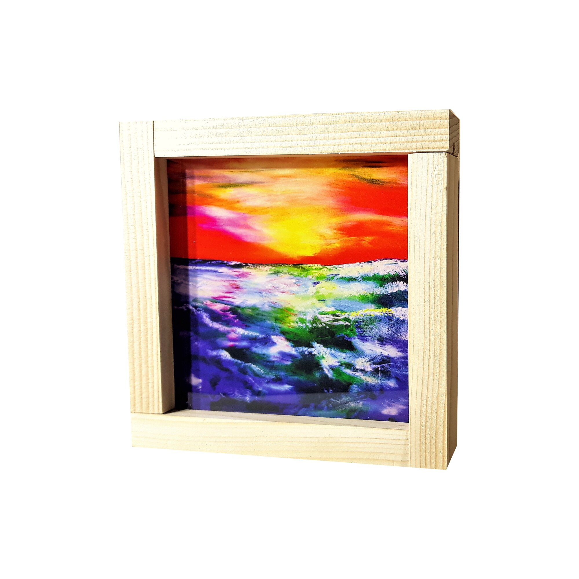 Cadou pentru indragostiti, Regalo - Tablou luminos Apus de soare, rosu, 12,5 cm