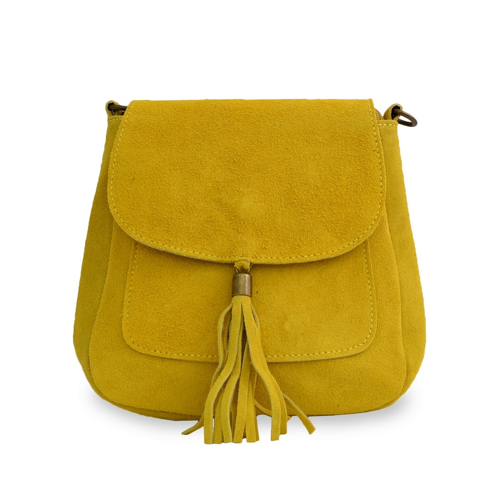 Geanta casual Lucina, de dama, piele naturala, culoare galben