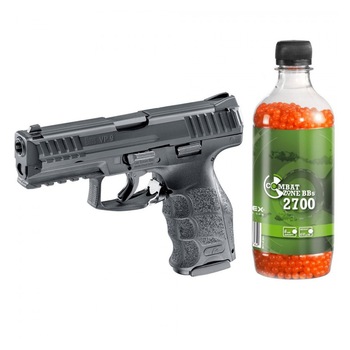 Set pistol airsoft arc si flacon 2700 buc bile 0.12 g, 0.5 jouli, Umarex HK VP9 Set pistol airsoft arc si flacon 2700 buc bile 0.12 g, 0.5 jouli, Umarex HK VP9