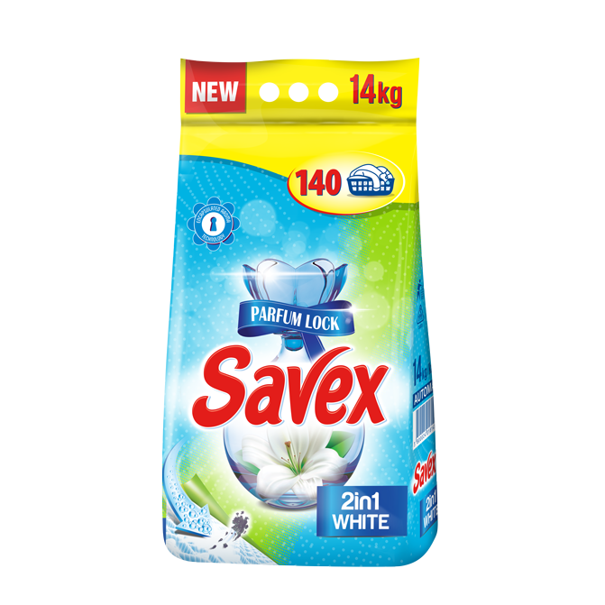 Detergent automat SAVEX 2IN1 WHITE, 140 spalari, 14 kg