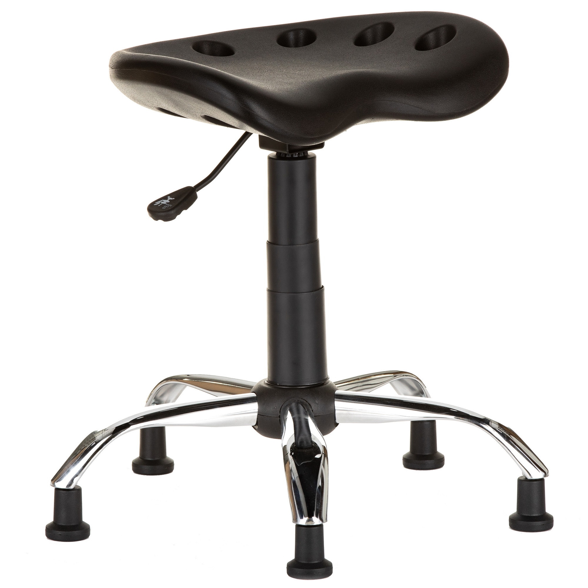 Scaun laborator QMOBILI 1290 TAU CR VE Negru, sezut poliuretan, baza cromata, picioare fixe (ventuze)