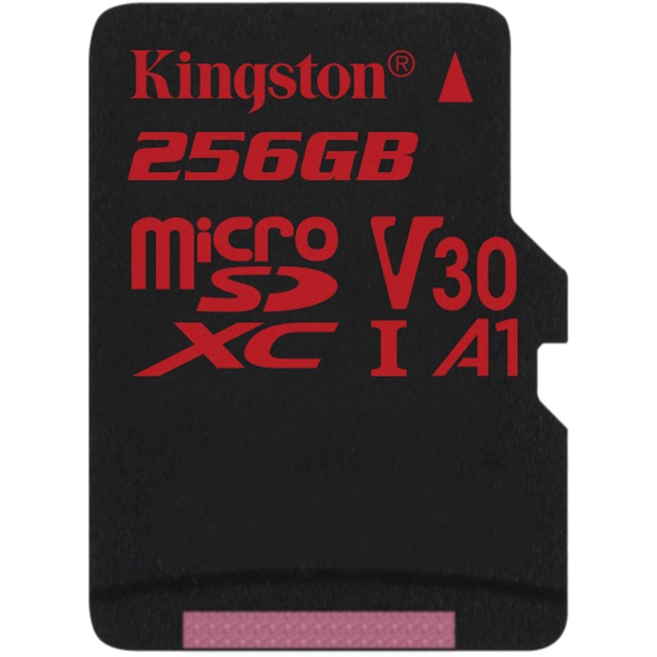 Card de memorie Kingston MicroSDXC Canvas React, 256GB, Class 10, 100R, UHS-I U3 + Adaptor