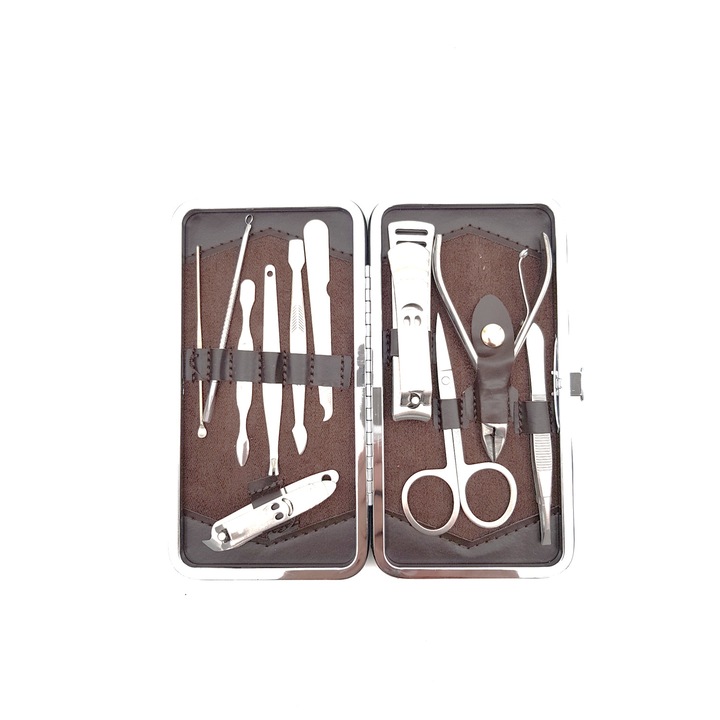 Trusa de manichiura/pedichiura set 11 piese inox
