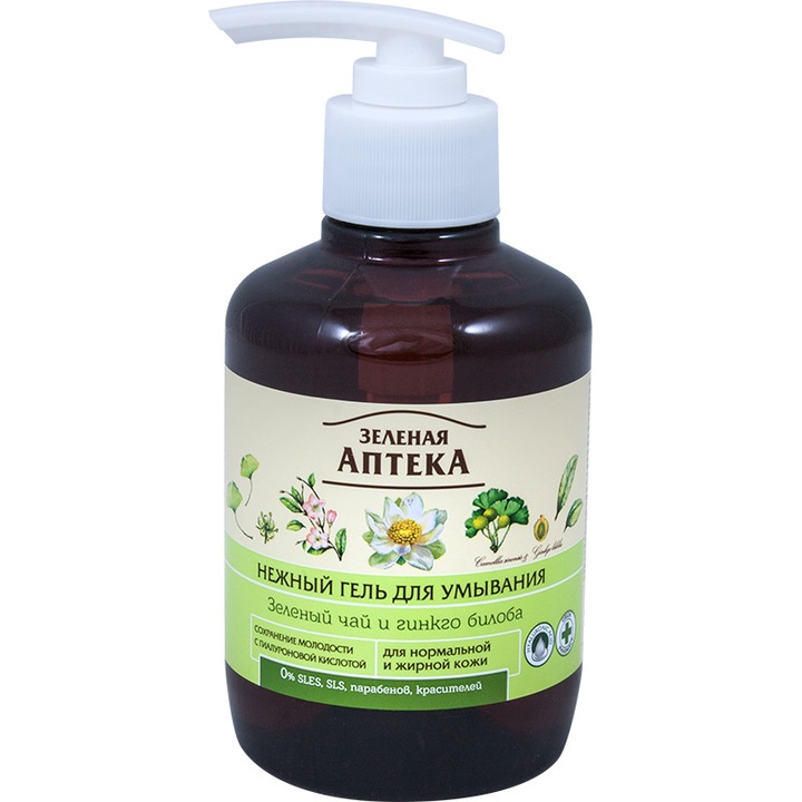 Arctisztító gél normál és zsíros bőrre - zöld tea, ZELENAYA APTEKA, 270 ml