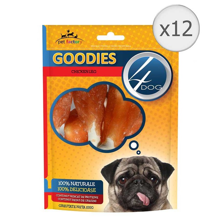 Recompense pentru caini 4 Dog Goodies Chicken Leg, 12x100g