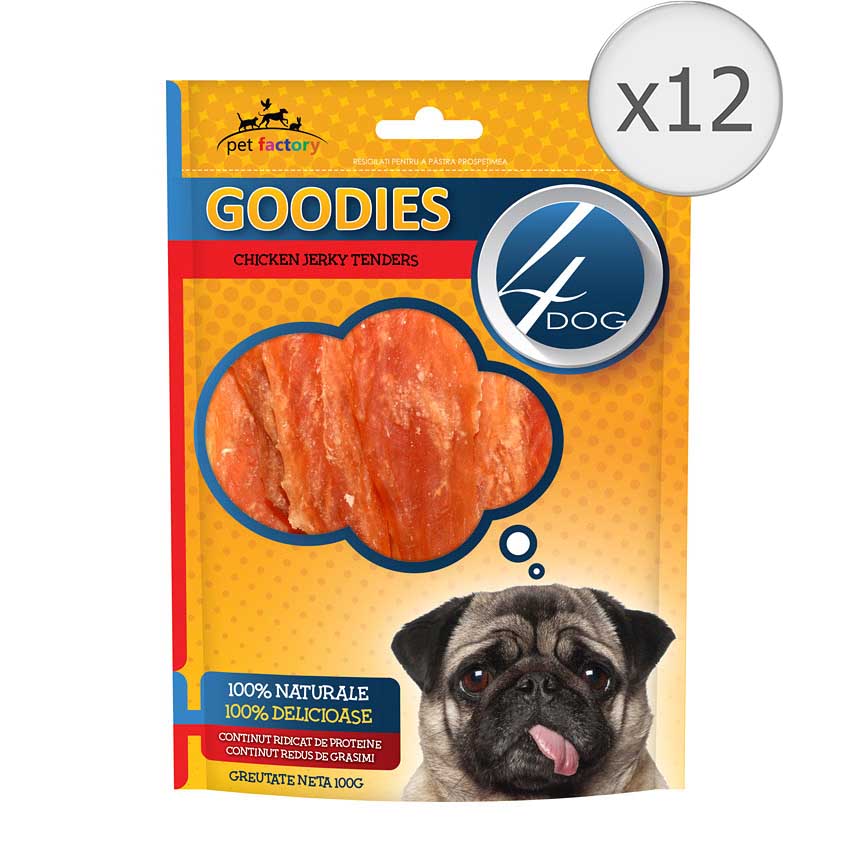 Recompense pentru caini 4 Dog Goodies Chicken Jerky Tenders, 12x100g