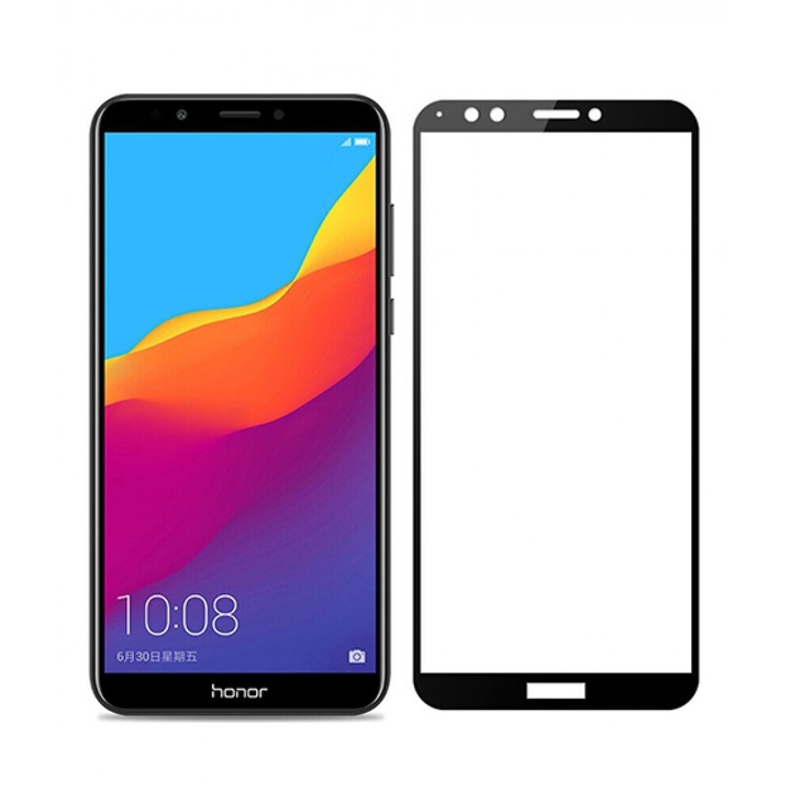 5D üvegvédő teljes arcra edzett üveg Huawei Y7 2018-hoz, fekete