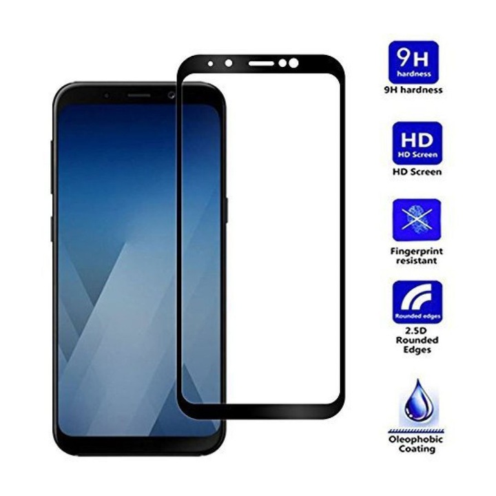 5D Стъклен протектор Full Face Tempered Glass за Samsung Galaxy J6 Plus 2018, Черен