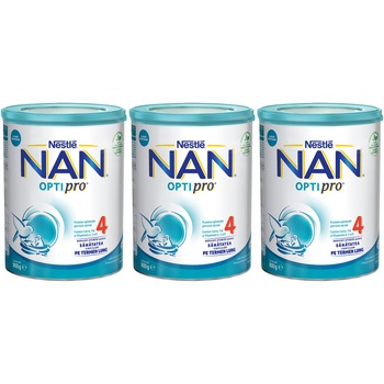 Pachet lapte praf Nestle NAN 4, 3x800 g, de la 2 ani Pachet lapte praf Nestle NAN 4, 3x800 g, de la 2 ani