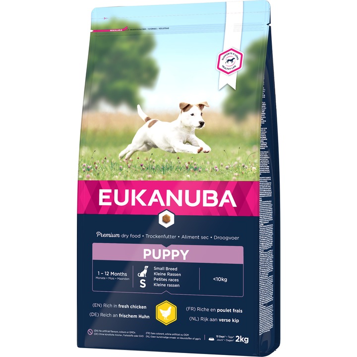 Hrana uscata pentru caini Eukanuba Puppy Small Breed, Pui, 2Kg