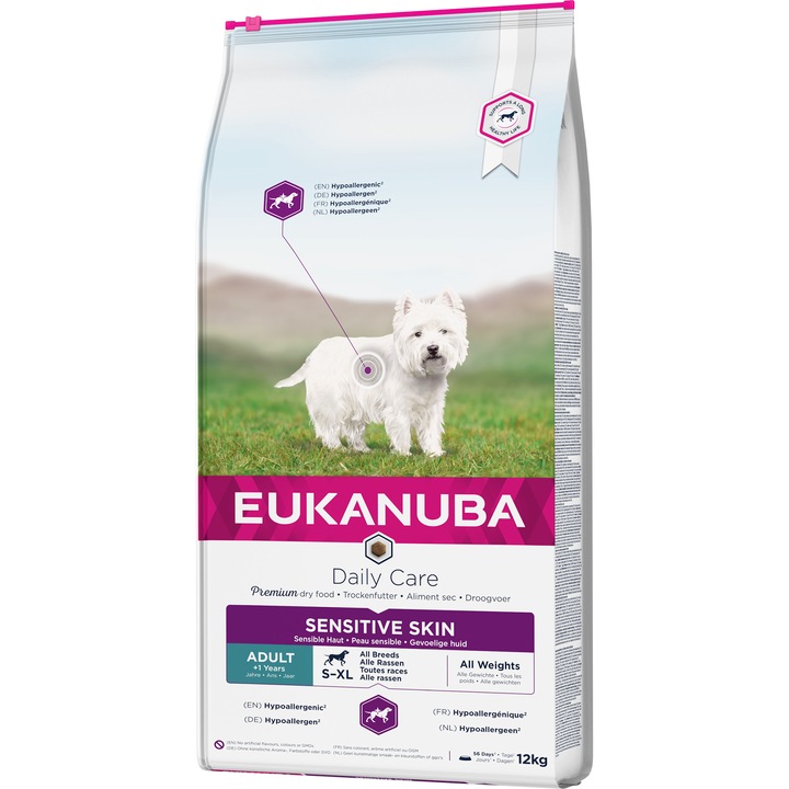 Hrana uscata pentru caini Eukanuba Adult Sensitive Skin, 12Kg