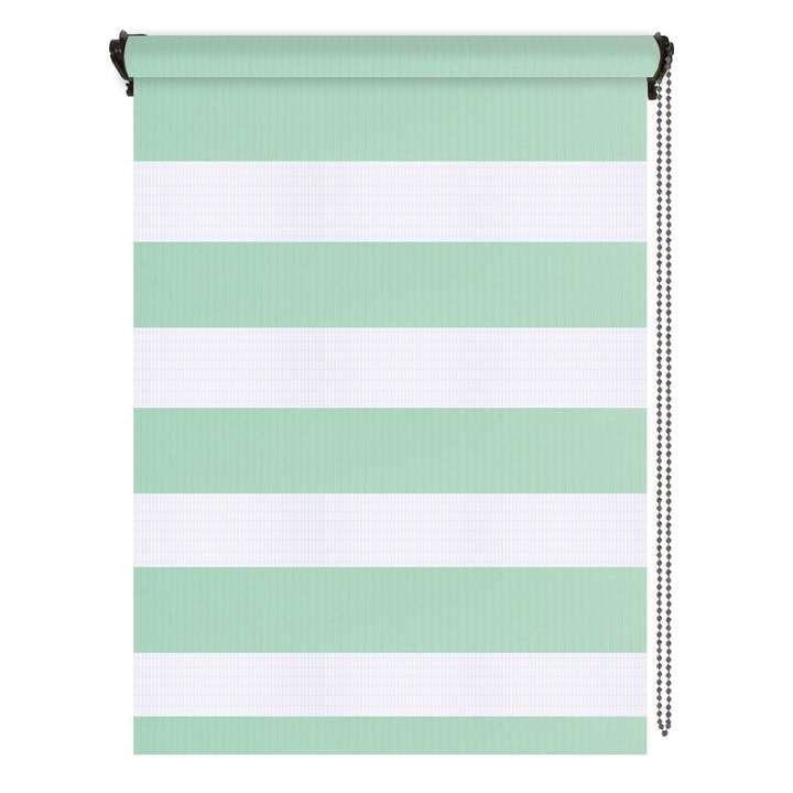 Jaluzea tip roleta zebra-rulou textil Day&Night, Plaine 1, cote panza 46x120 cm, cote finale 50x120 cm, accesorii albe.