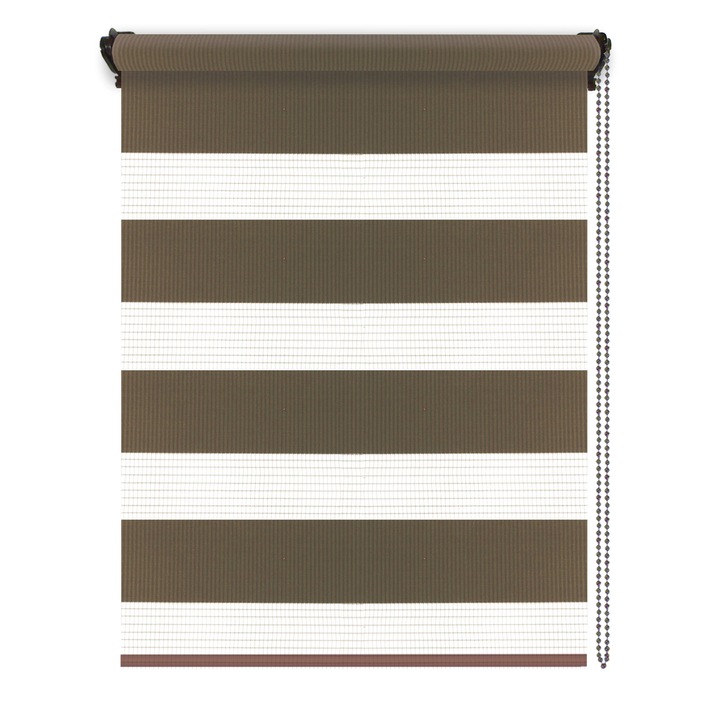 Jaluzea tip roleta zebra-rulou textil Day&Night, Plaine 38, cote panza 51x200 cm, cote finale 55x200 cm, accesorii albe.