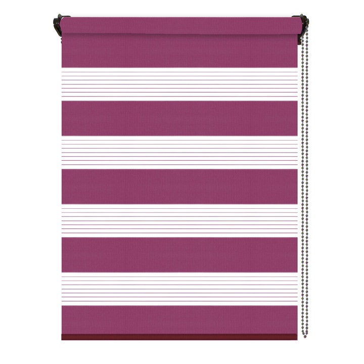 Jaluzea tip roleta zebra-rulou textil Day&Night, Plaine Fuchsia, cote panza 64x120 cm, cote finale 68x120 cm, accesorii albe.