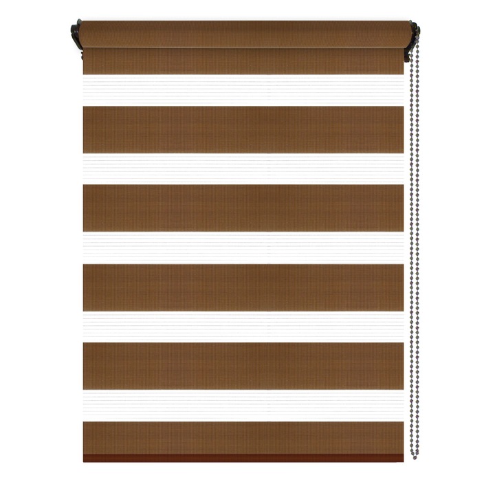 Jaluzea tip roleta zebra-rulou textil Day&Night, Plaine Mocha, cote panza 72x160 cm, cote finale 76x160 cm, accesorii albe.