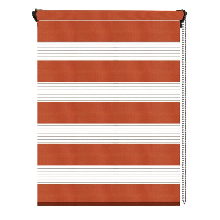 Jaluzea tip roleta zebra-rulou textil Day&Night, Plaine Rust, cote panza 56x120 cm, cote finale 60x120 cm, accesorii maro.