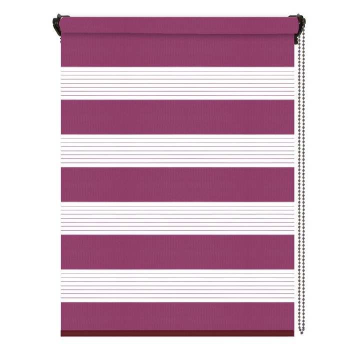 Jaluzea tip roleta zebra-rulou textil Day&Night, Plaine Fuchsia, cote panza 41x200 cm, cote finale 45x200 cm, accesorii albe.