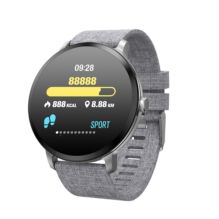 Bratara fitness, monitorizare ritm cardiac si oxigen in sange, waterproof, neagra