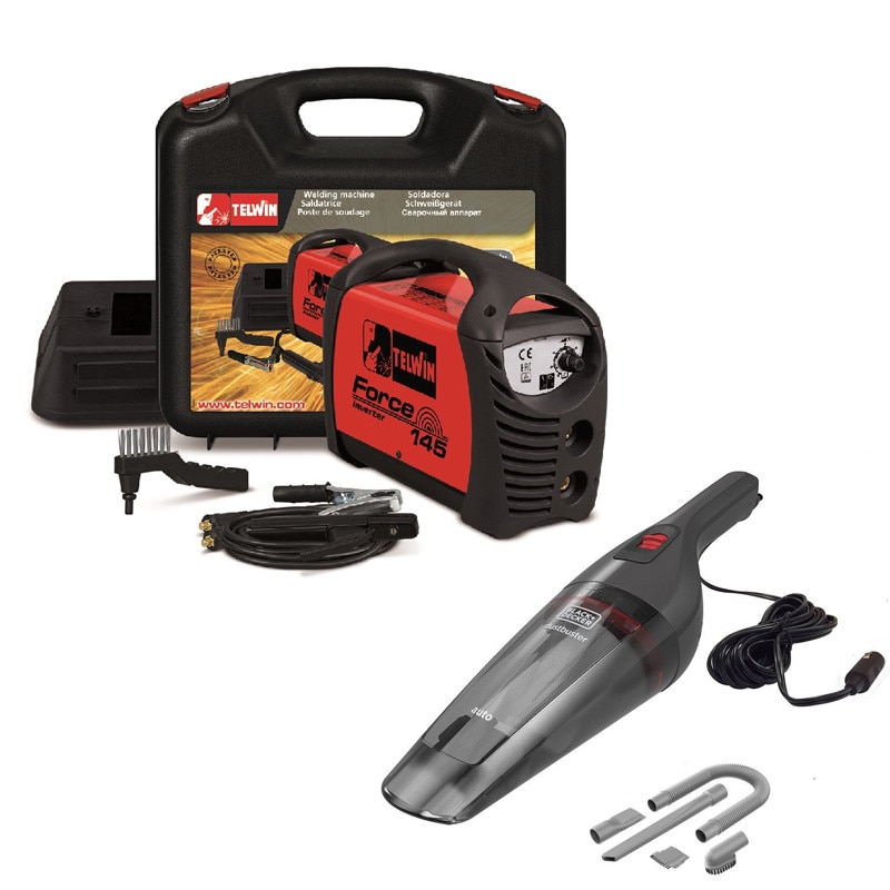 Set Invertor sudura 130A Telwin FORCE145ACX, cu accesorii + Aspirator Auto Black & Decker, NVB12AVA-XJ