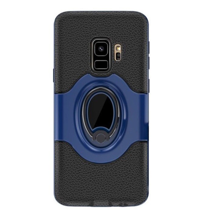 Capac de protectie Ipaky Ring pentru Samsung Galaxy S9, negru/albastru