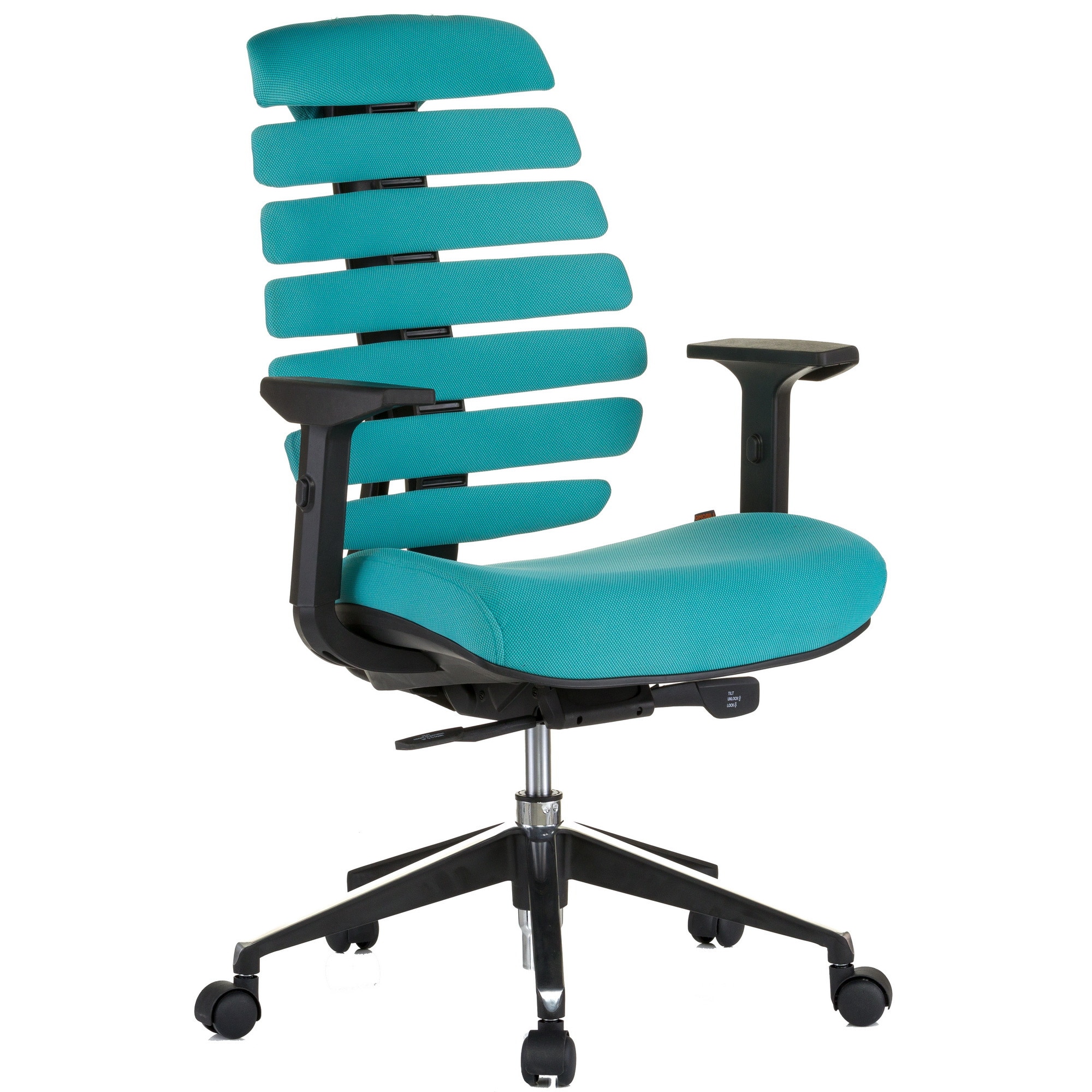 Scaun ergonomic QMOBILI ERGO LINE Turcoaz, stofa, sezut translabil, suport lombar auto-reglabil, brate reglabile 3D, baza aluminiu, role gumate