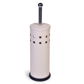 Perie pentru toaleta S-Home cu suport metalic, model uni, bej Perie pentru toaleta S-Home cu suport metalic, model uni, bej