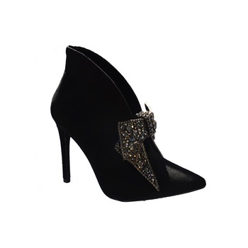 Botine cu varf ascutit si toc subtire, D&J Exclusive, Negru Botine cu varf ascutit si toc subtire, D&J Exclusive, Negru