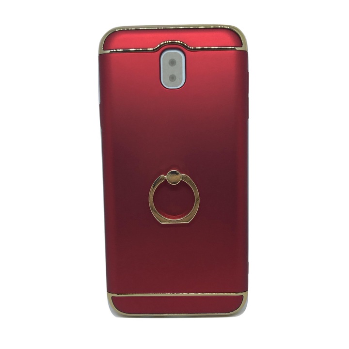 Защитен калъф за Samsung Galaxy J7 2017, Луксозно червено покритие с поддържащ пръстен