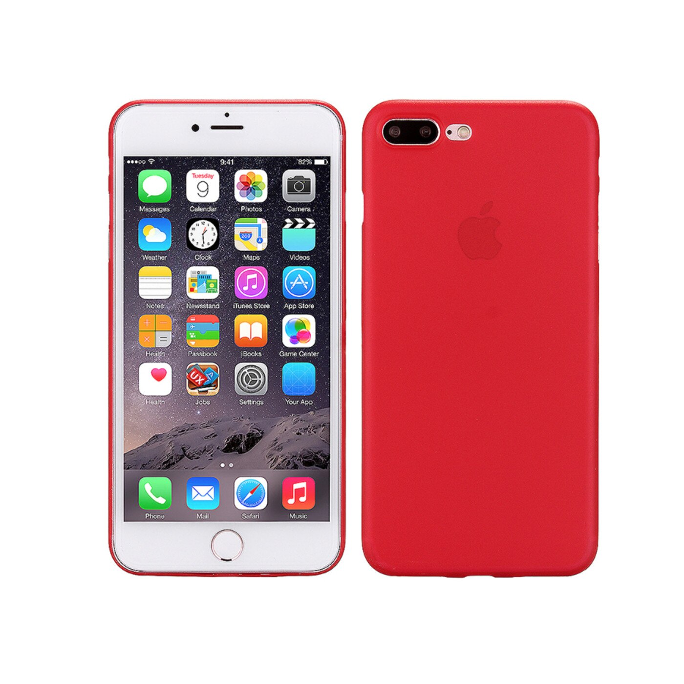 Husa de protectie pentru iPhone 7 Plus, protectie spate, capac de protectie, bumper, rosu-transparent, BBL528