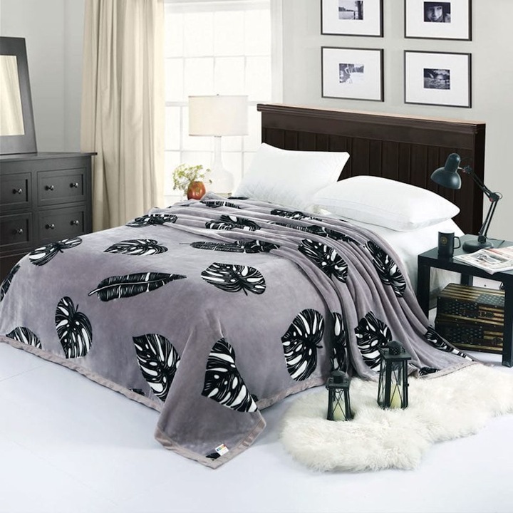 Дебело лилаво и черно одеяло Cocolino, пухкаво, 200x230 см