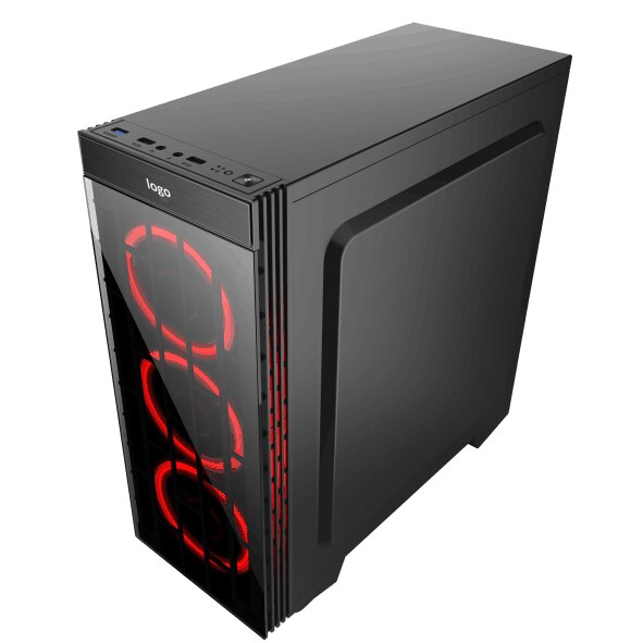 Carcasa Floston GLOSSY TEMPERED RGB, fara sursa, Negru