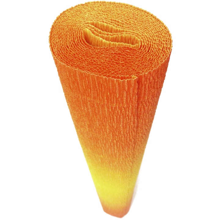 Флорална еластична креп хартия 180гр - Оранжево - Жълт градиент