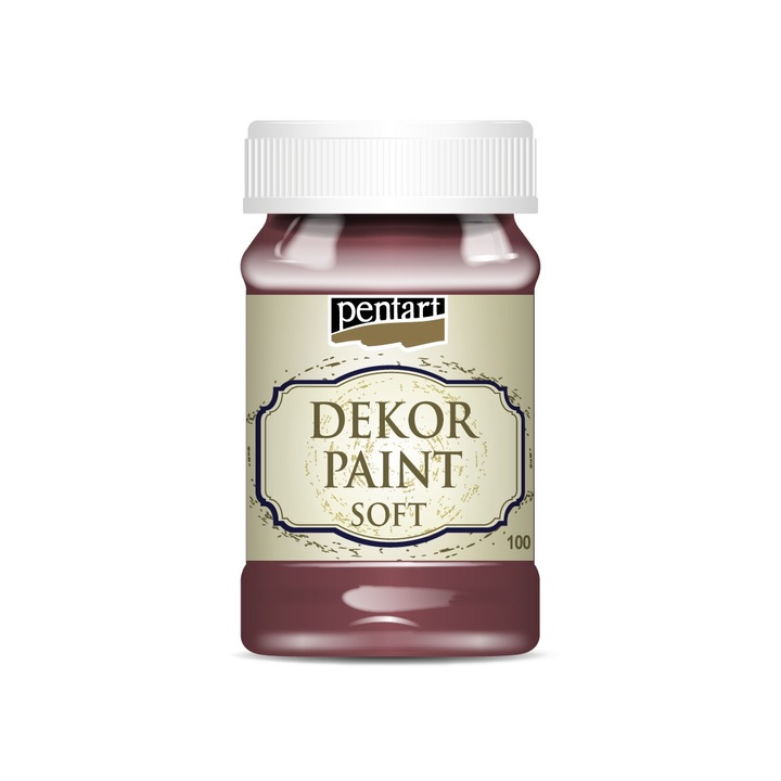 Vopsea decorativa soft Pentart - rosu burgund, 100 ml