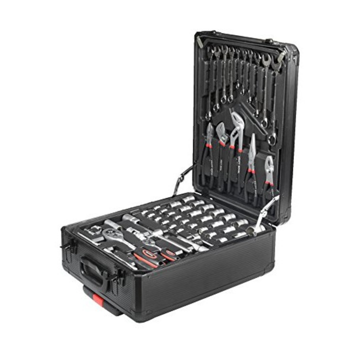 Trusa profesionala de scule compartimentata cu troler, 326 piese, Multicolor