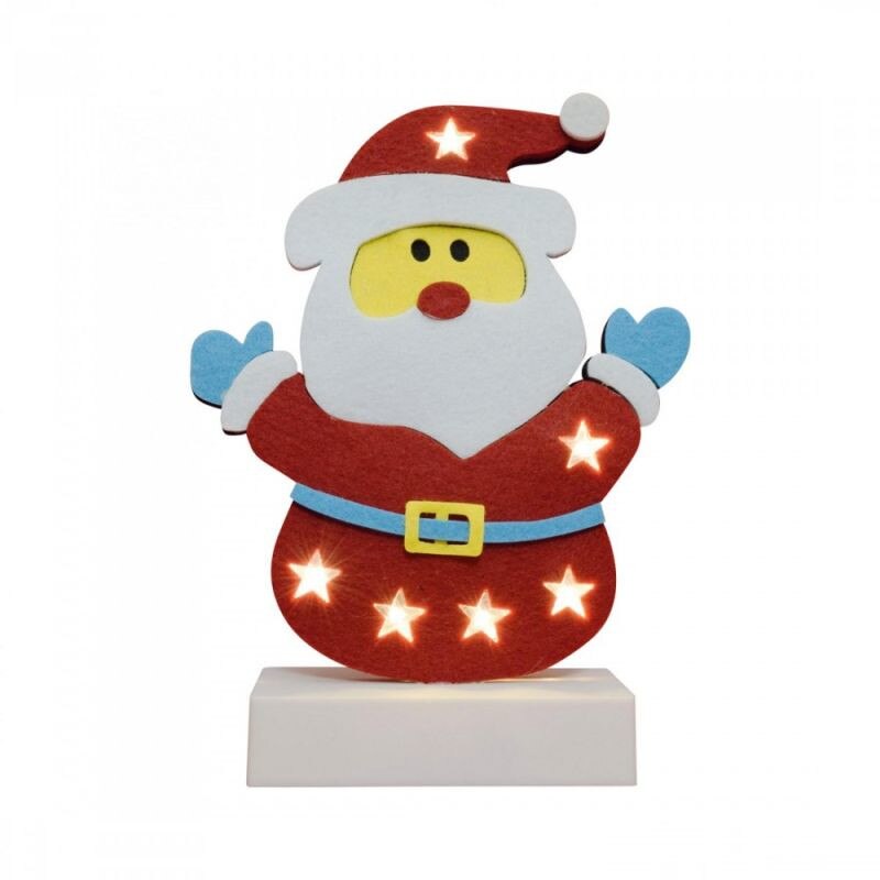 Decor Mos Craciun, iluminat 6 LED-uri, suport masa, pasla