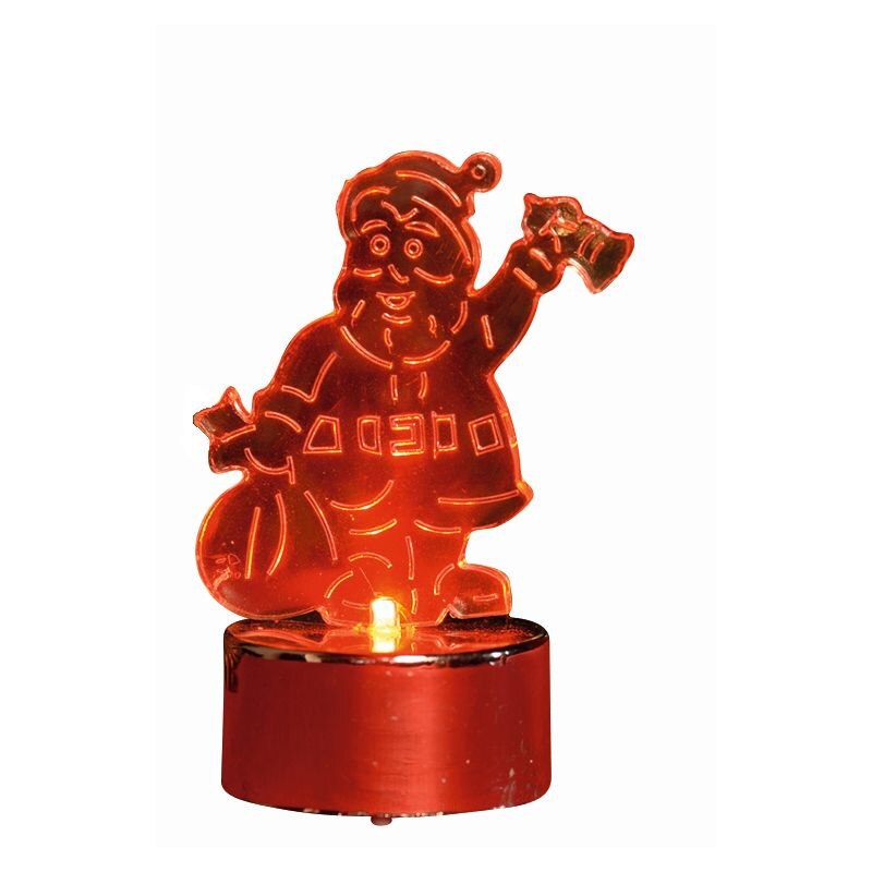 Decor candela in forma de Mos Craciun, LED rosu, inaltime 8.5 cm