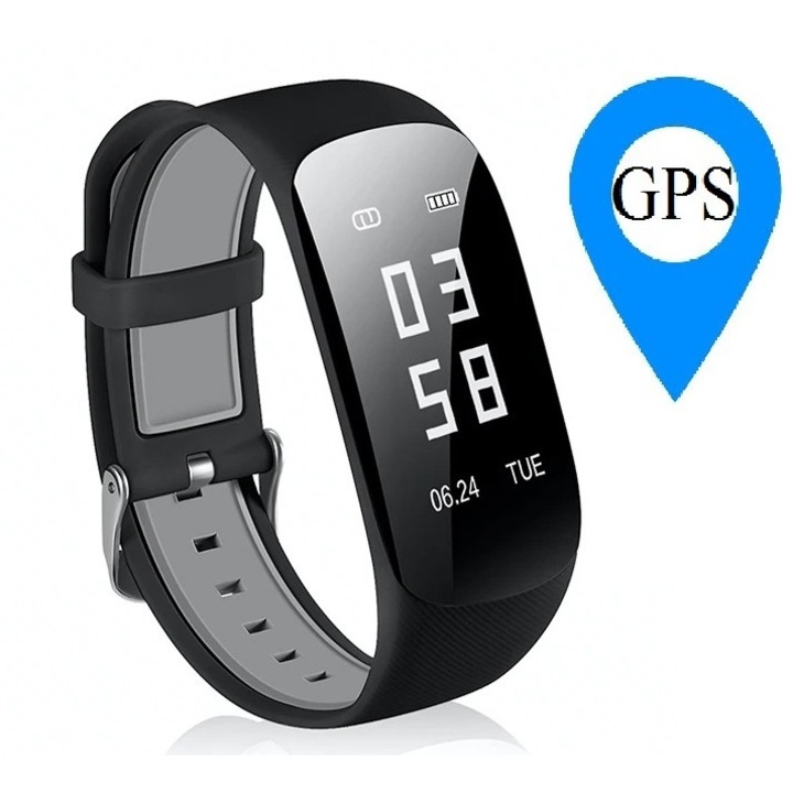 Bratara fitness MoreFIT™ Z17, GPS, marcare traseu pe harta, IP67, ritm cardiac, calorii, nivel oboseala, notificare apleuri/sms/respingere apel, monitorizare somn, remote camera, cautare telefon, stand-by 7 zile, negru