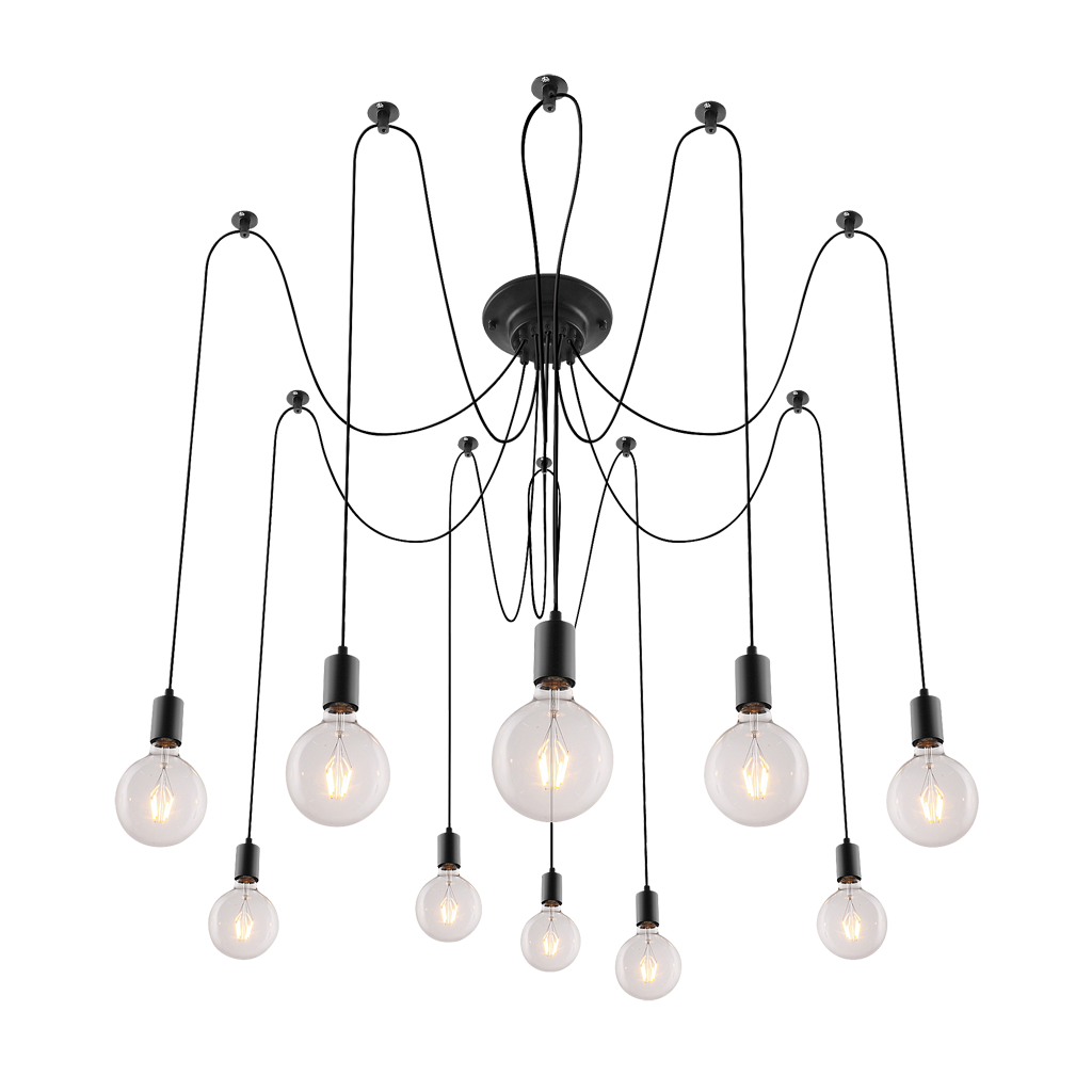 Lustra Rabalux Caspar, E27, 10x60W, Negru mat