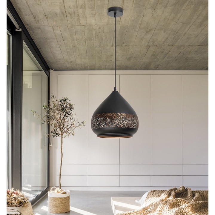 Пендел Rabalux Kaia, E27, 40W, Метал, Черно/Сребристо