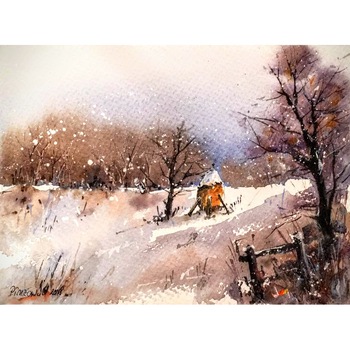 Tablou acuarela Iarna - tablou pictat manual Oana Pinzariu, dimensiune 19 * 26 cm Tablou acuarela Iarna - tablou pictat manual Oana Pinzariu, dimensiune 19 * 26 cm