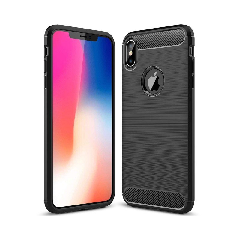 Husa Spate Forcell Carbon Pro iPhone Xs Max Black Silicon