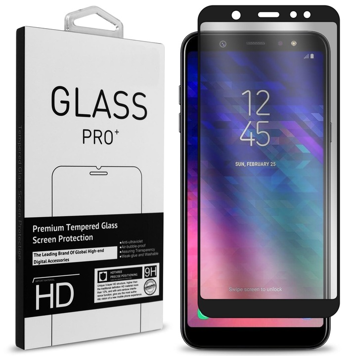 5D Стъклен протектор Full Face Tempered Glass за Samsung Galaxy A6 2018, Черен