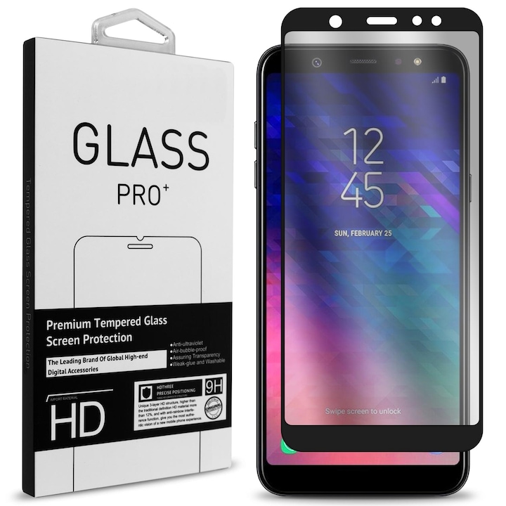 5D Стъклен протектор Full Face Tempered Glass за Samsung Galaxy A6 2018, Черен