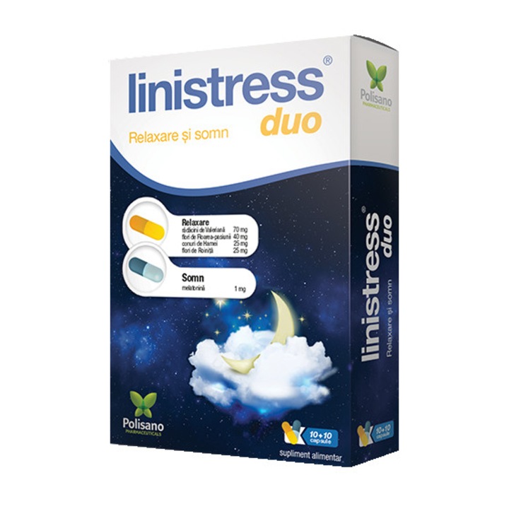 LINISTRESS DUO Cutie cu 20 de capsule: 10 Linistress® Duo/Relaxare + 10 Linistress® Duo/Somn
