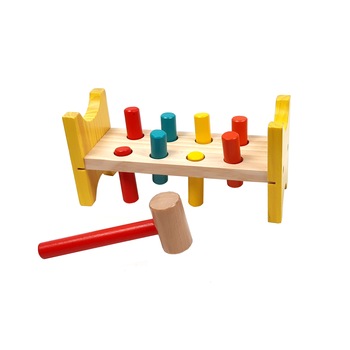 Jucarie multicolora din lemn cu cilindri si ciocan - D8TAN43 Jucarie multicolora din lemn cu cilindri si ciocan - D8TAN43