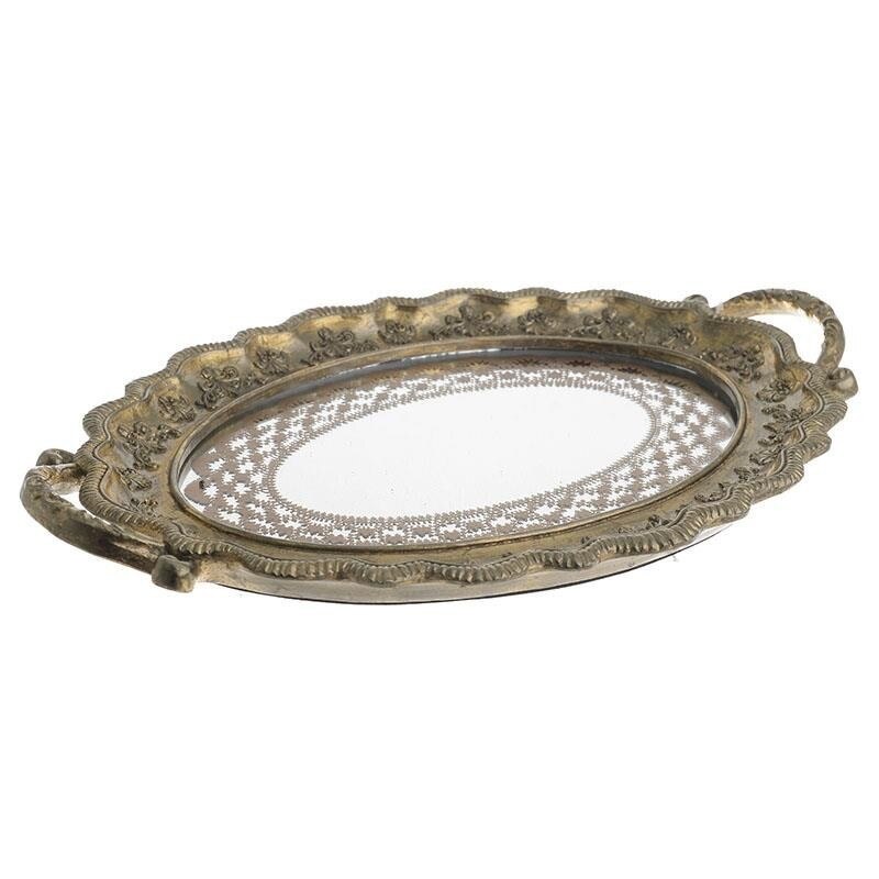 Tava din rasina cu oglinda, aurie, 34 x 28 cm