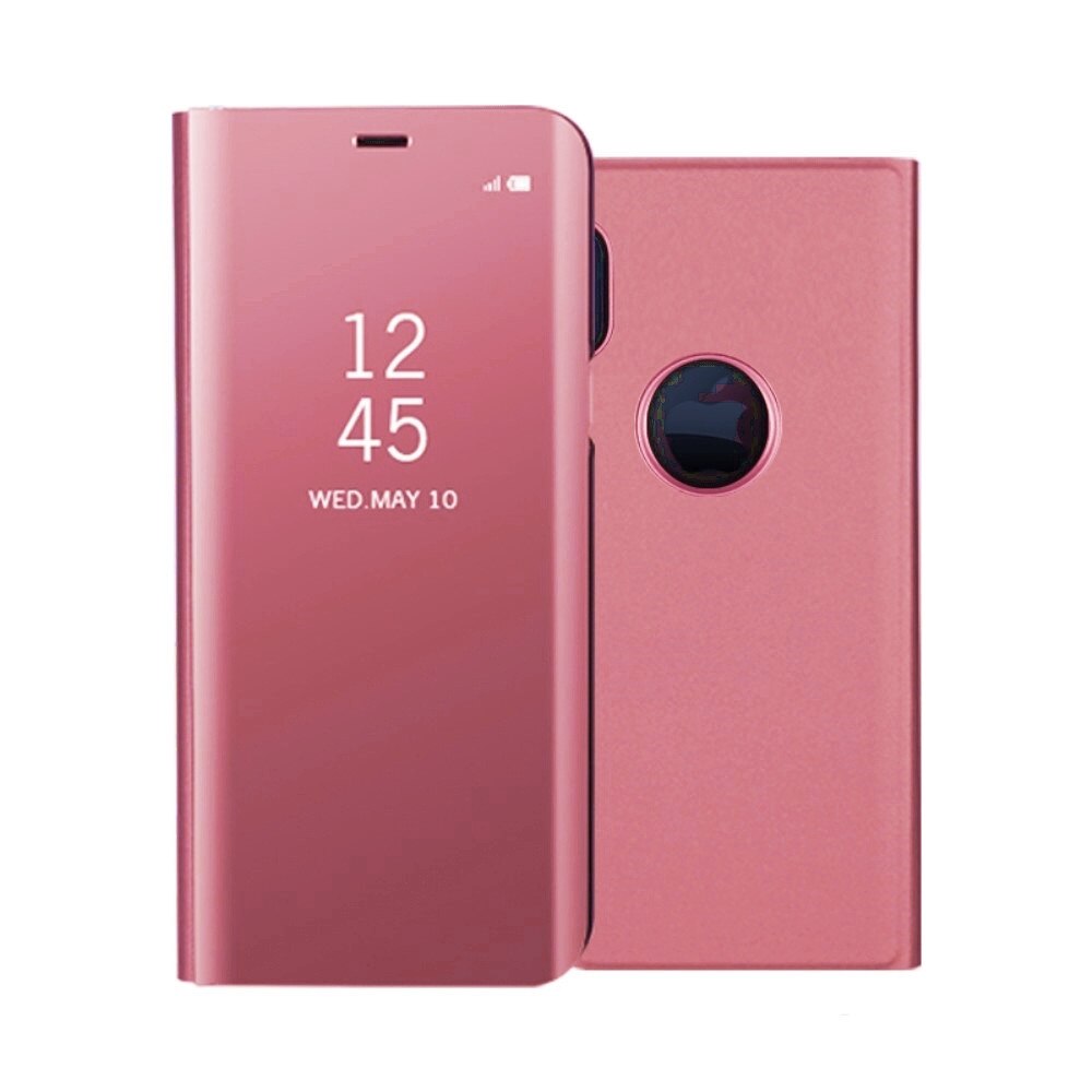 Husa iPhone XS Max - Flip Mirror tip Carte, Capac translucid, Rose