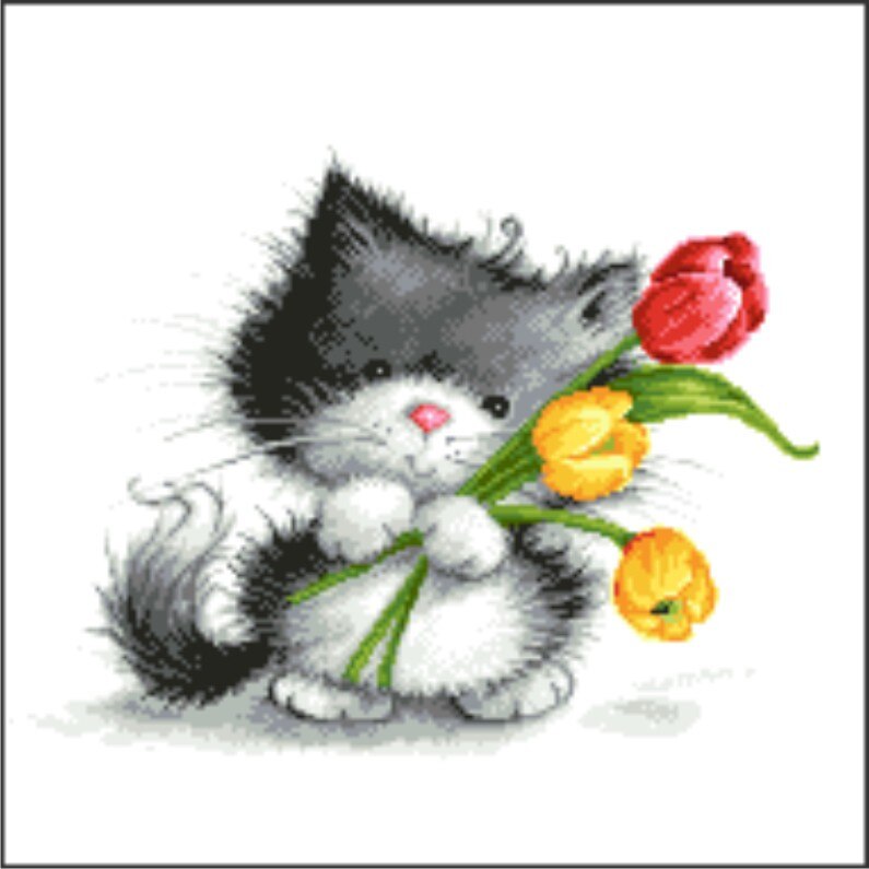 Goblen Hotul de lalele, Rogoblen, kit cu diagrama color, 19x19 cm, bumbac